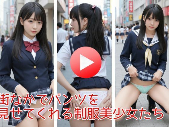 【動画】街なかでパンツを見せてくれる制服美少女たち  エロ画像699260