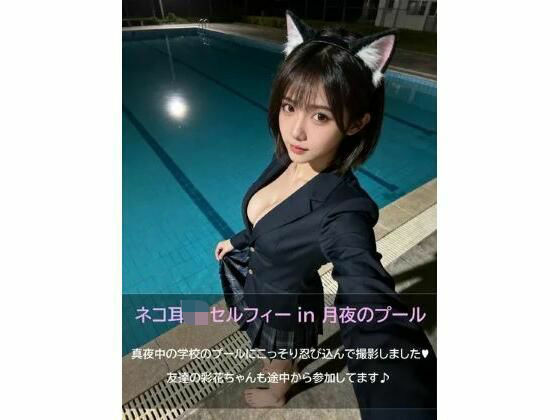 【PDF版】ネコ耳JKセルフィー in 月夜のプール  エロ画像717975