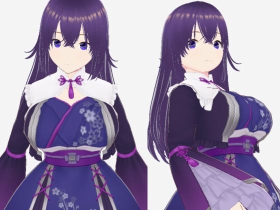 青紫の和模様ドレスの巨乳美女（セリフなし  3DCGモデル  イラスト集）  エロ画像722732