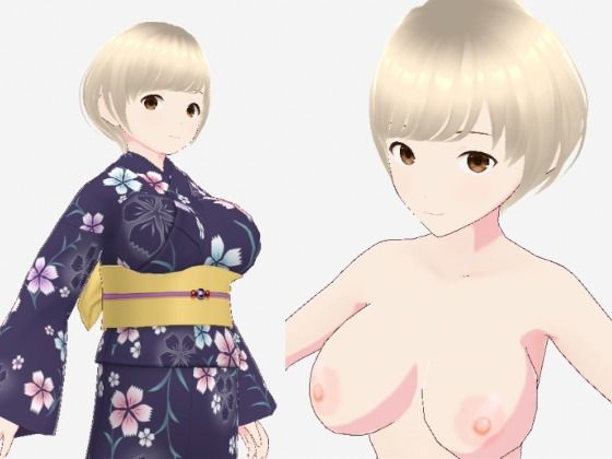 ショートヘアの浴衣のお姉さん（セリフなし  3DCGモデル  イラスト集）  エロ画像723709