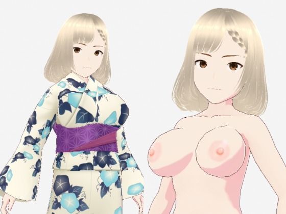 金髪の浴衣の和風美女（セリフなし  3DCGモデル  イラスト集）  エロ画像742753
